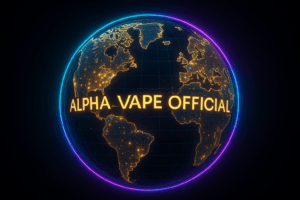 Mappamondo digitale con Alpha Vape Official, simbolo della presenza internazionale del brand in Italia ed Europa
