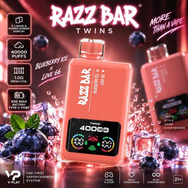 Razz Bar 40K Twins Blueberry Ice e Love 66
