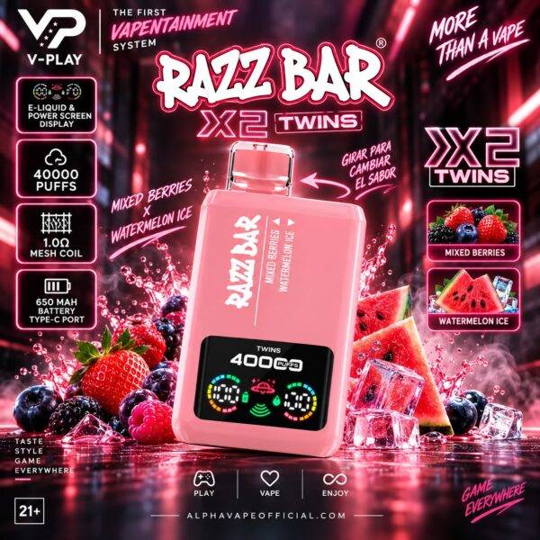 Razz Bar 40K Twins Mixed Berries e Watermelon Ice