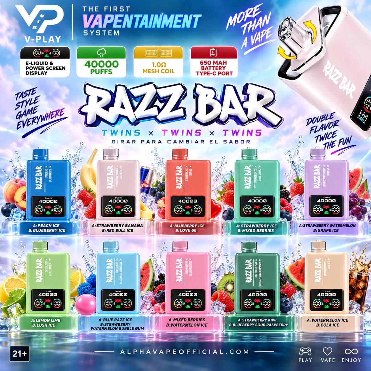 Razz Bar 40K Twins doppio gusto 40000 Puff