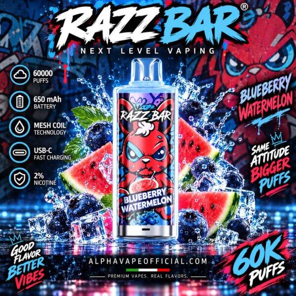 Razz Bar 60K Blueberry Watermelon – Alpha Vape Official