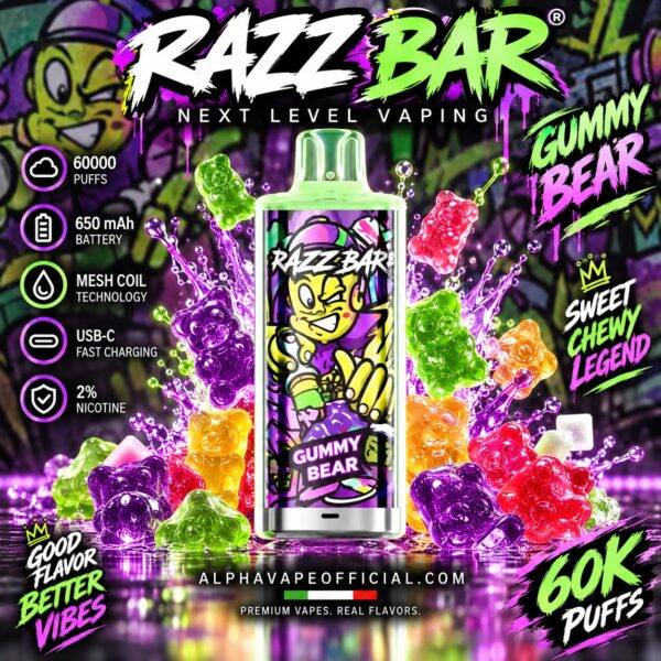 Razz Bar 60K Gummy Bear – Alpha Vape Official