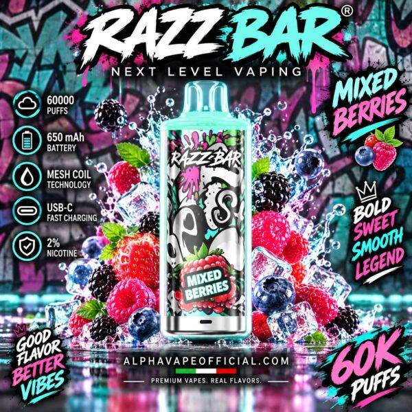 Razz Bar 60K Mixed Berries – Alpha Vape Official