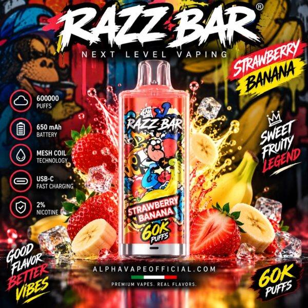 Razz Bar 60K Strawberry Banana – Alpha Vape Official