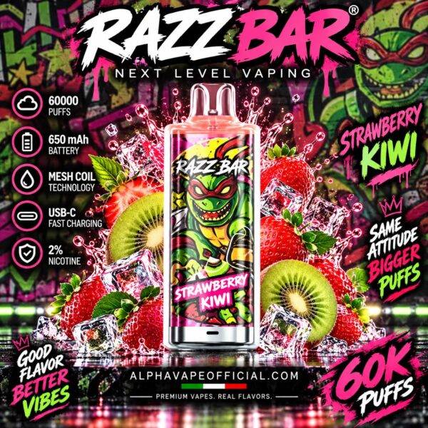 Razz Bar 60K Strawberry Kiwi – Alpha Vape Official
