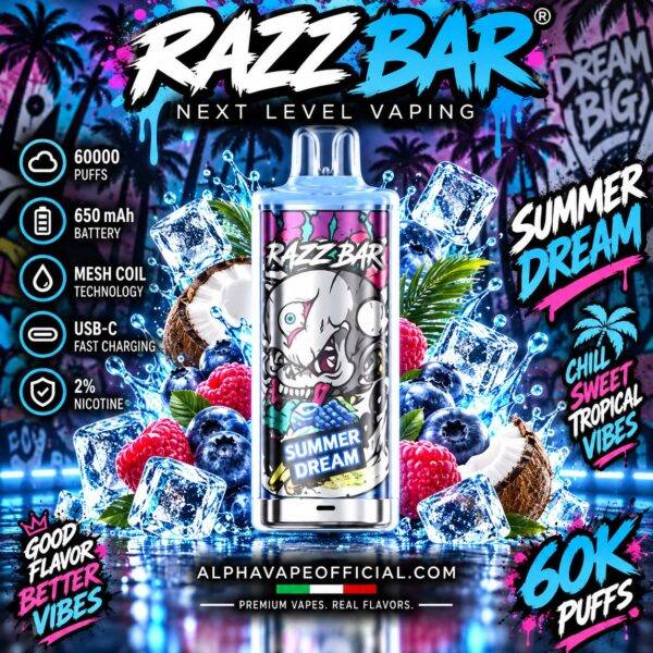 Razz Bar 60K gusto Summer Dream – Alpha Vape Official