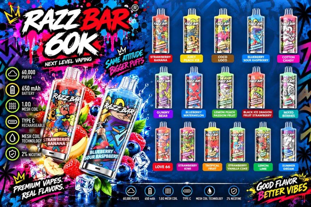 Razz Bar 60000 Puff Ingrosso – 60K Crystal Vape Wholesale