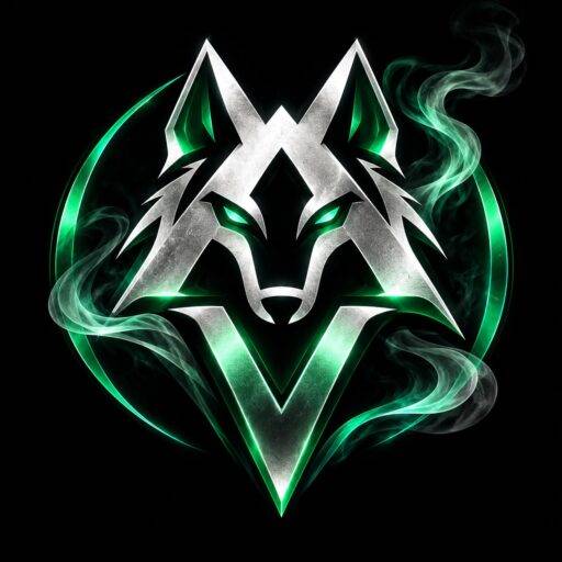 Logo Alpha Vape Official con lupo Alpha e monogramma AV