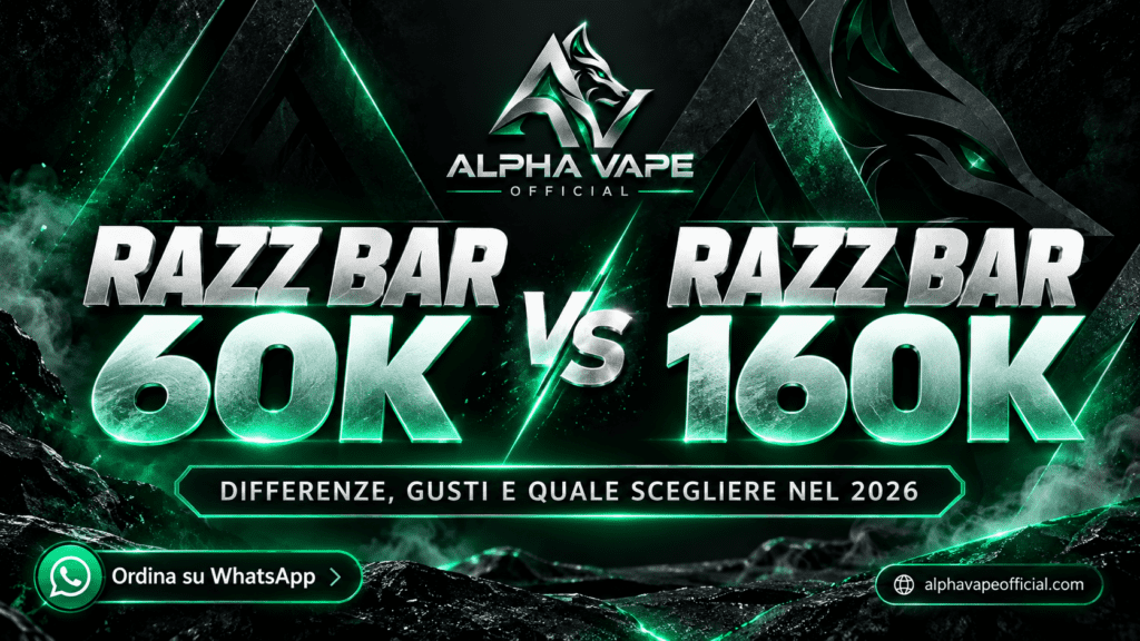 Confronto Razz Bar 60K vs Razz Bar 160K di Alpha Vape Official: differenze, gusti e quale scegliere nel 2026.